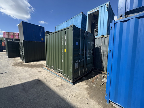 Green metal shipping - shipping, container
